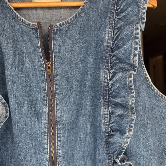 Madewell Denim Ruffle-Sleeve Zip-Front Jumpsuit - Picture 5 of 7